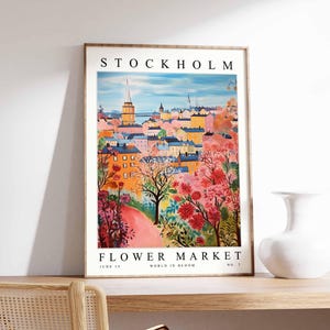 Stockholm Flower Market Poster, Stockholm Print, Swedish Floral Wall Art, Stockholm Floral Decor, Botanical Poster, Sweden Travel Art