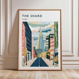 Shard Poster, London Travel Poster, Shard Wall Art, London Skyline Print, UK Landmark Poster, British Architecture Art, Modern London Decor