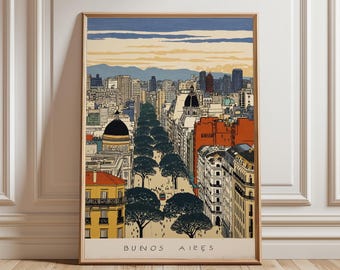 Buenos Aires Avenue Poster | City Skyline Print | Urban Street Perspective Wall Art