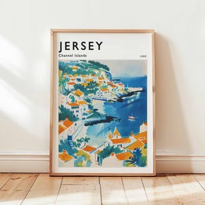 Jersey Poster, Channel Islands Travel Print, UK Wall Art, St. Helier Decor, European Travel Gift, Coastal Print, Channel Islands Travel Art