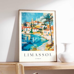 Limassol Poster, Cyprus Travel Print, Cypriot City Wall Art, Mediterranean Decor, Limassol Wall Art, Cyprus Coastal Print, Europe Travel Art
