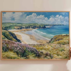 Cornwall Poster, England Travel Print, UK Coastal Wall Art, British Beach Decor, Cornwall Travel Art, Seaside Art Print, UK Travel Poster