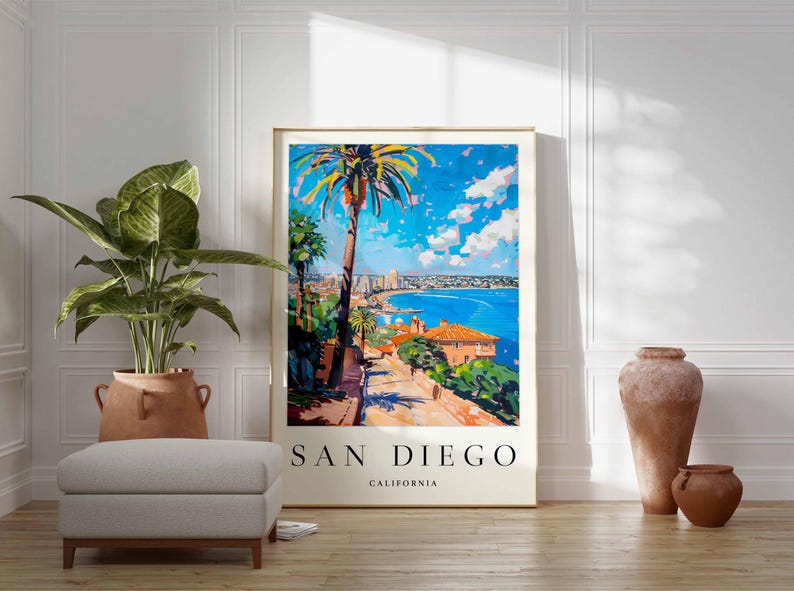 San Diego Travel Poster: California Beach City Wall Art - Etsy