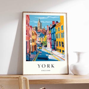 York Poster, UK Travel Print, UK City Print, Yorkshire Wall Art, Historic Town Decor, UK Poster, York Travel Art, England Travel Art