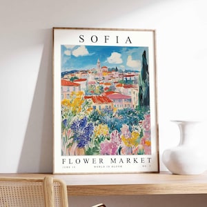 Sofia Flower Market Poster, Sofia Print, Bulgarian Floral Wall Art, Sofia Floral Decor, Botanical Poster, Bulgaria Print, Europe Travel Art