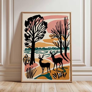 Richmond Park Poster, London Travel Poster, Richmond Wall Art, Deer Park Print, UK Nature Poster, British Landscape Art, London Park Decor