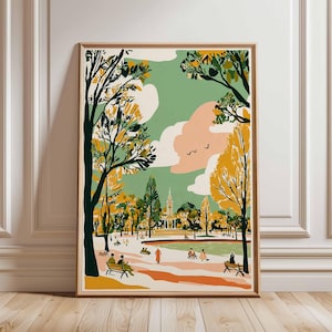 Victoria Park Poster, London Travel Poster, Victoria Park Wall Art, UK Nature Poster, British Landscape Art, London Park Decor