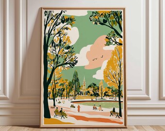 Victoria Park London Travel Poster: British Nature Art