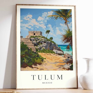 Tulum Poster, Tulum Travel Print, Mexico Wall Art, Mexican Decor, Tropical Decor, Sea Print, Tulum Gift, Tulum Travel Poster
