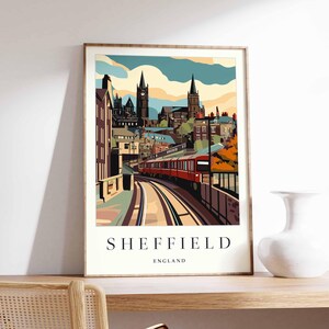 Sheffield Travel Poster: South Yorkshire, England Cityscape Art