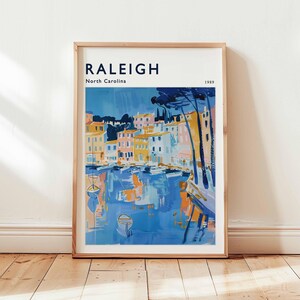Raleigh Poster, North Carolina Travel Print, USA Wall Art, Cityscape Decor, Raleigh Travel Gift, City Print, North Carolina Travel Art