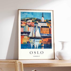 Affiche d'Oslo, impression de Norvège, art mural d'Oslo, décor de carte de la ville d'Oslo, affiche d'Oslo minimaliste, impression d'horizon scandinave, art mural de voyage d'Oslo