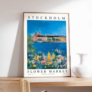 Stockholm Flower Market Poster, Stockholm Print, Swedish Floral Wall Art, Stockholm Floral Decor, Botanical Poster, Sweden Travel Art
