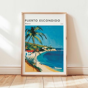 Puerto Escondido Poster, Mexico Travel Print, Oaxaca Wall Art, Surf Town Decor, Puerto Escondido Travel Gift, Coastal Art, Mexico Travel Art