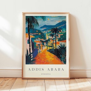 Addis Ababa Poster, Ethiopia Travel Print, African City Wall Art, Travel Decor, Capital City Gift Art, East Africa Print, Ethiopia Poster