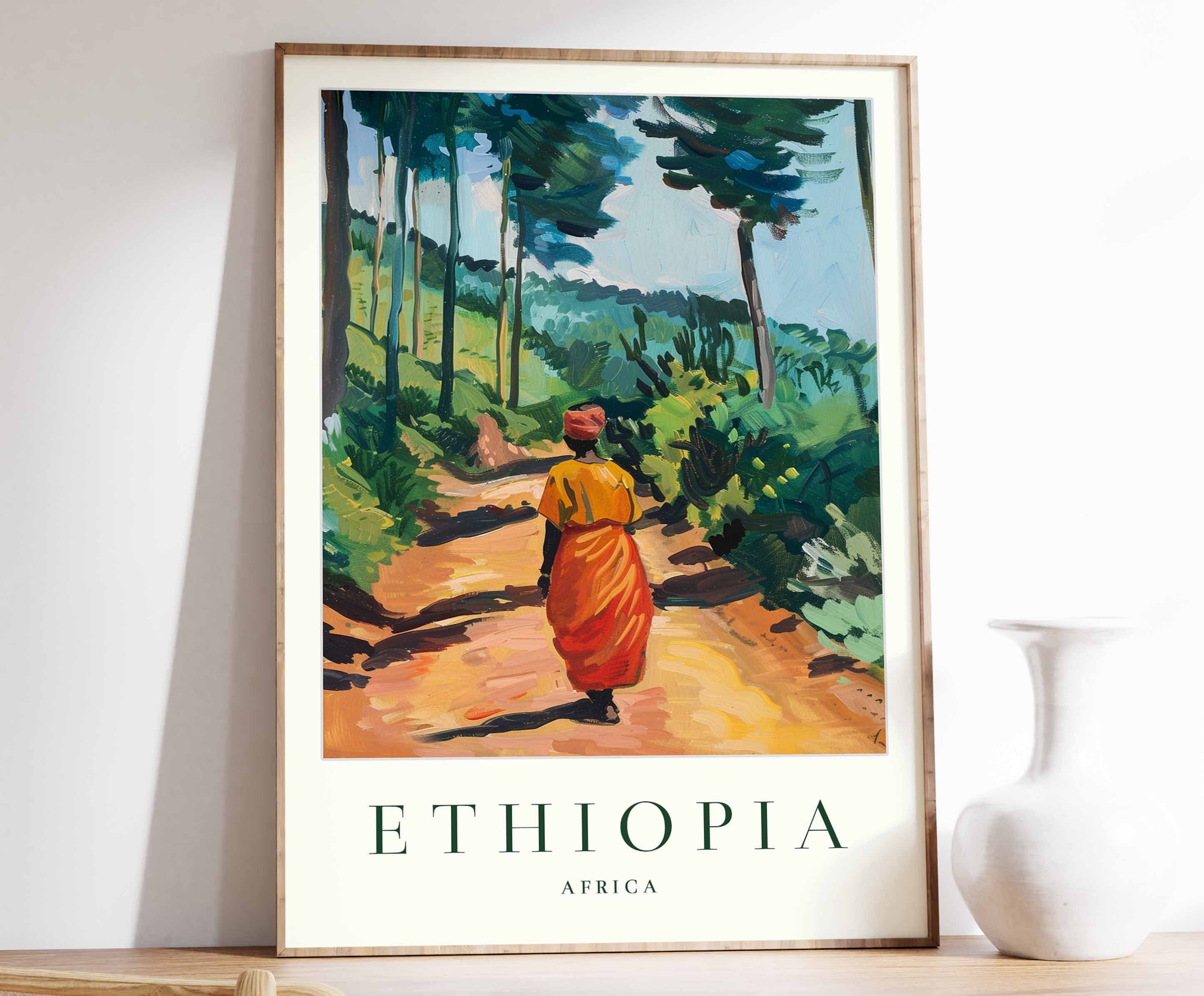 Ethiopia Poster, Ethiopia Travel Print, Africa Wall Art, African Travel Print, Tropical Decor, Countryside Print, Ethiopia Gift
