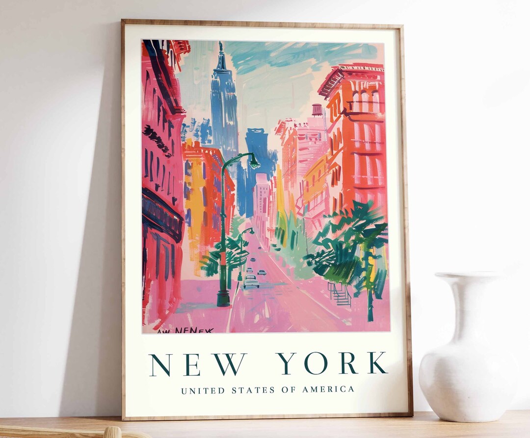 New York City Travel Poster: Manhattan Skyline Art Print - Etsy
