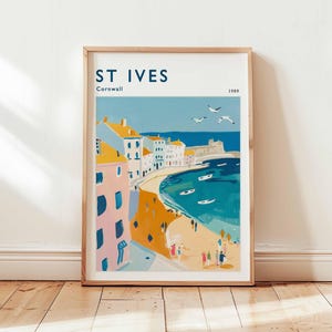 St Ives Poster, Cornwall Travel Print, UK Wall Art, Coastal Decor, St Ives Travel Gift, Beach Print, Cornwall Poster, Cornwall Travel Art