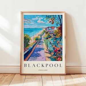 Blackpool Poster, England Travel Print, Lancashire Wall Art, Blackpool Seaside Decor, UK Beach Gift Art, Blackpool Tower Print, UK Poster