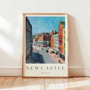 Newcastle Poster, England Travel Print, UK City Wall Art, Tyne Bridge Decor, Northern England Gift, Vibrant City Print, England Travel Art