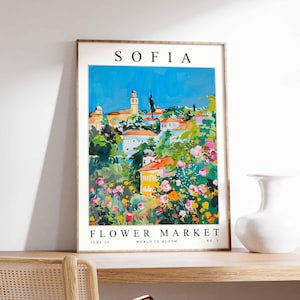 Sofia Flower Market Poster, Sofia Print, Bulgarian Floral Wall Art, Sofia Floral Decor, Botanical Poster, Bulgaria Print, Europe Travel Art