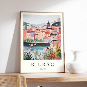 Baguo Poster, Spanien Druck, Baguo Wandkunst, Guggenheim Museum Plakat, Baskenland Druck, Blanko Skyline Kunst, Reiseplakat