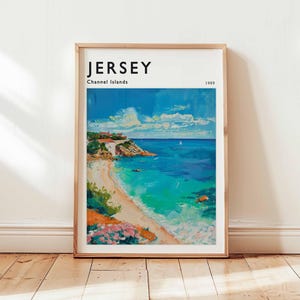 Jersey Poster, Channel Islands Travel Print, UK Wall Art, St. Helier Decor, European Travel Gift, Coastal Print, Channel Islands Travel Art