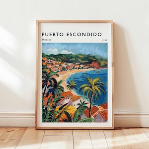 Puerto Escondido Poster, Mexico Travel Print, Oaxaca Wall Art, Surf Town Decor, Puerto Escondido Travel Gift, Coastal Art, Mexico Travel Art