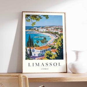 Limassol Poster, Cyprus Travel Print, Cypriot City Wall Art, Mediterranean Decor, Limassol Wall Art, Cyprus Coastal Print, Europe Travel Art