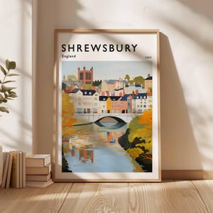 Shrewsbury Poster, UK Print, Shrewsbury Wall Art, Shrewsbury Decor, Shrewsbury Print, Historic Town Art, Shrewsbury Gift