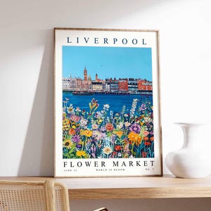 Liverpool Flower Market Poster, Liverpool Print, English Floral Wall Art, Liverpool Floral Decor, Botanical Poster, England Travel Print