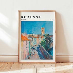 Kilkenny Poster, Ireland Travel Print, European Wall Art, Medieval Decor, Kilkenny Travel Gift, Cityscape Print, Ireland Travel Art