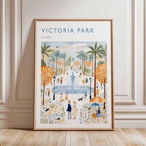 Victoria Park Poster, London Travel Poster, Victoria Park Wall Art, UK Nature Poster, British Landscape Art, London Park Decor