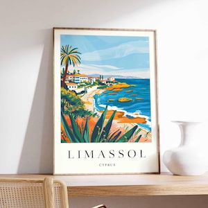 Limassol Poster, Cyprus Travel Print, Cypriot City Wall Art, Mediterranean Decor, Limassol Wall Art, Cyprus Coastal Print, Europe Travel Art
