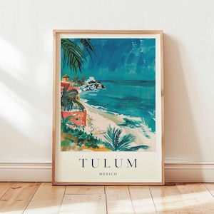 Tulum Poster, Mexico Travel Print, Mayan Riviera Wall Art, Beach Decor, Tropical Travel Gift, Ancient Ruin Print, Mexico Travel Art