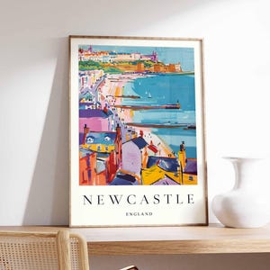 Newcastle poster, UK print, Newcastle wall art, Newcastle city map decor, minimalist Newcastle poster, British skyline print