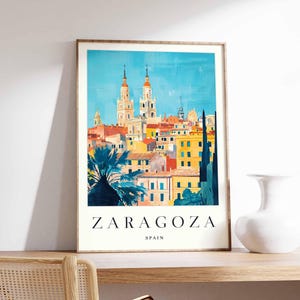 Zaragoza Poster, Spain Travel Print, Spanish City Wall Art, Basilica Decor, Zaragoza Travel Art, European Cityscape Prints, Spain Poster