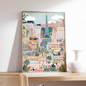 Las Vegas Poster, Nevada City Print, Vegas Strip Art, Casino Decor, Sin City Gift, Entertainment Wall Art, Neon Lights