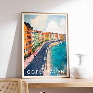 Affiche de Copenhague, impression de Copenhague, art mural de Copenhague, affiche de voyage au Danemark, décoration de Copenhague, impression de la ville de Copenhague, cadeau Copenhague