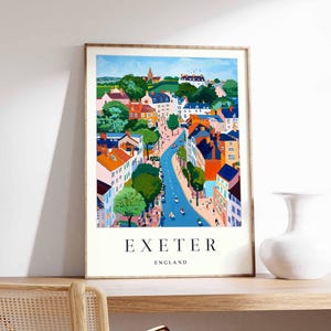Exeter Poster, England Travel Print, British Decor, United Kingdom Travel Poster, City Print, Exeter Gift, Exeter Travel Poster