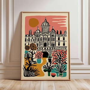 Hampton Court Palace Poster, London Landmark Print, Henry VIII, Tudor History Art, Royal Palace Gift, UK Wall Art