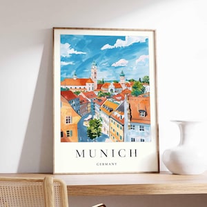 Munich poster, Germany print, Munich wall art, Munich city map decor, minimalist Munich poster, German skyline print, Munich travel wall art