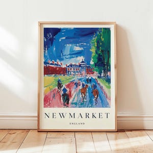 Newmarket Poster, England Travel Print, Suffolk Wall Art, Horse Racing Decor, British Travel Gift, Historic Town Print, England Travel Art