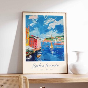 Brest Poster, Frankreich Reisedruck, Hafenstadt Kunstdruck, Frankreich Küstenwandkunst, Bretagne Maritime Szene Dekoration, Frankreich Reisegeschenk