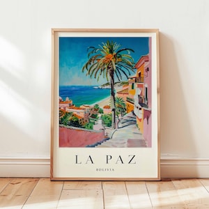 La Paz Poster, Bolivia Travel Print, South America Wall Art, Andes Decor, La Paz Travel Gift, High Altitude City Print, Bolivia Travel Art