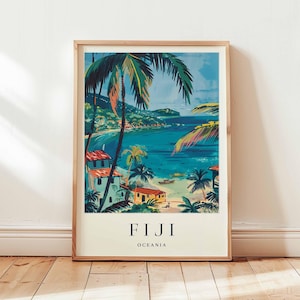 Fiji Poster, Oceania Travel Print, Pacific Island Wall Art, Tropical Decor, Fiji Travel Gift, Beach Paradise Print, Oceania Travel Art