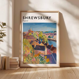Shrewsbury Poster, UK Print, Shrewsbury Wall Art, Shrewsbury Decor, Shrewsbury Print, Historic Town Art, Shrewsbury Gift