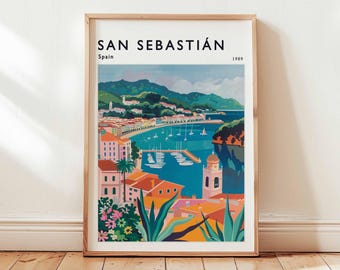 Póster de San Sebastián: Arte costero del País Vasco, impresión de viaje a España