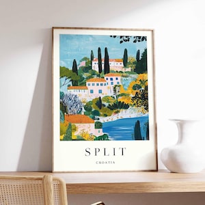 Split Poster, Croatia Travel Print, Dalmatia Wall Art, Croatian Coastal Decor, Split Diocletian&#39;s Palace Poster, Europe Travel Art
