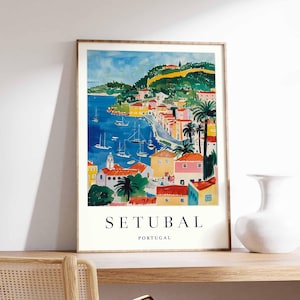 Setubal Poster, Portugal Travel Print, Portuguese Coastal Wall Art, Setubal Beach Poster, Portugal Travel Gift, Europe Travel Art